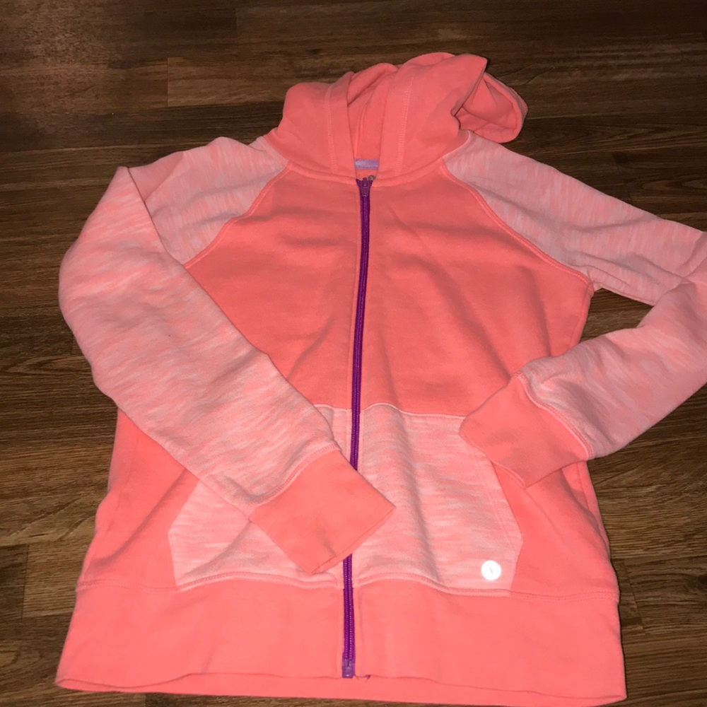 coral/pink jacket